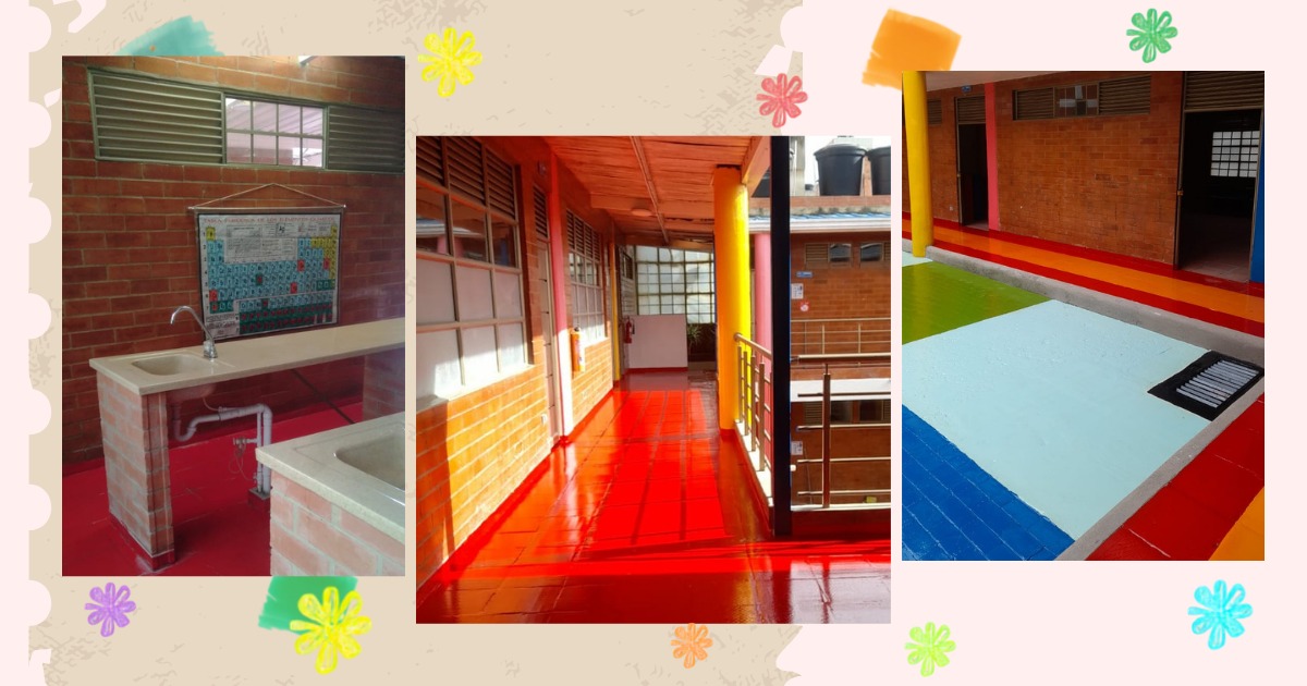 Laboratorio, pasillos y patios del colegio